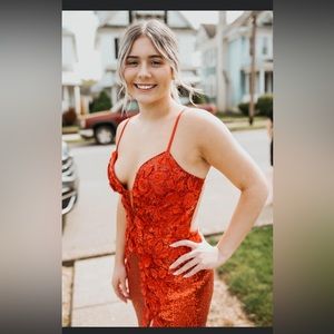 Jovani Red Sequin Prom Dress